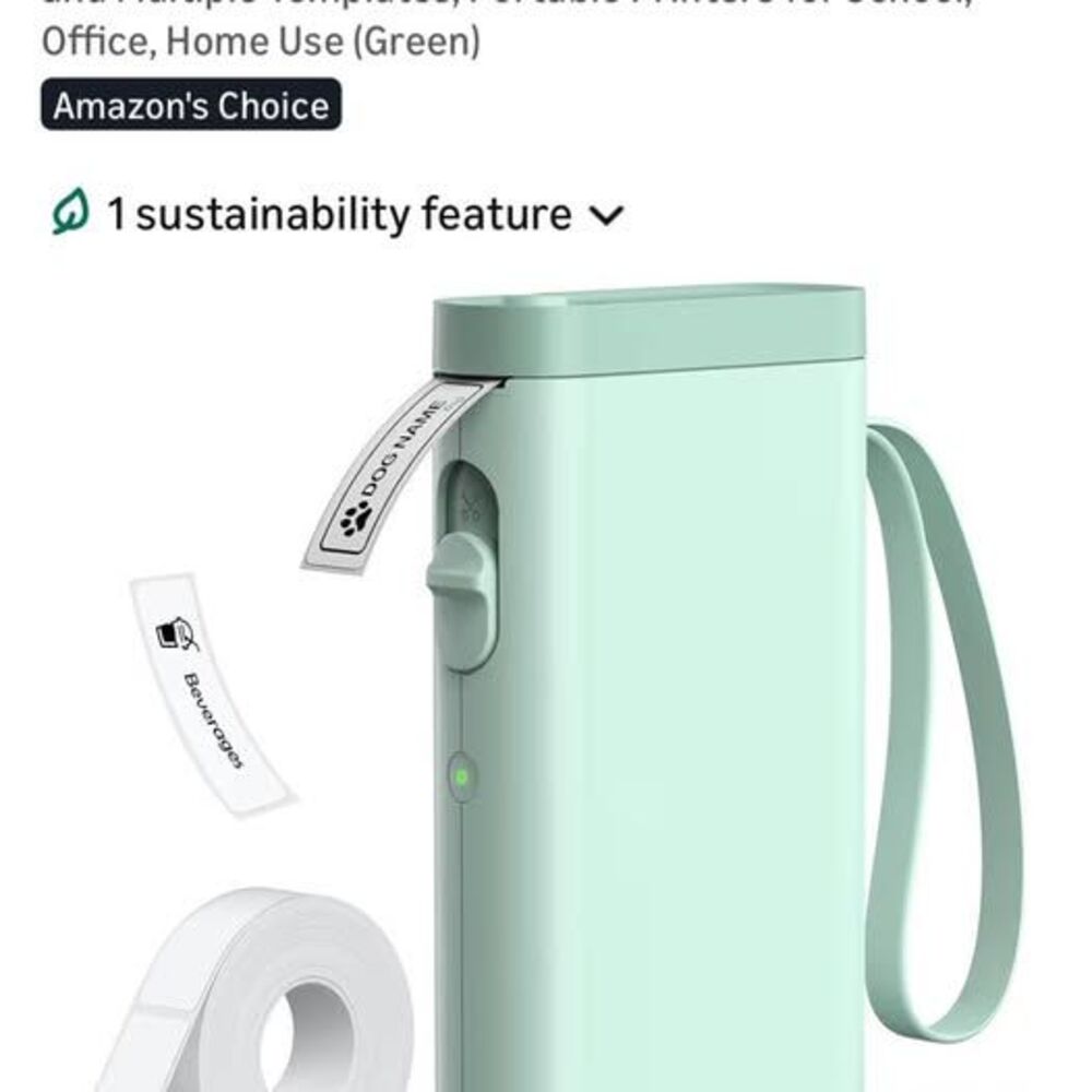 Portable Bluetooth Label Maker Thermal Printer Mint Green for iOS Android